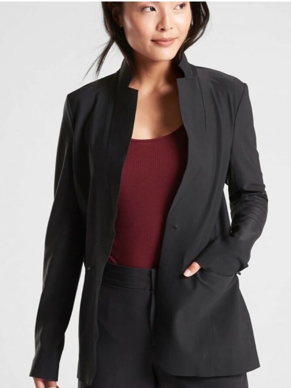 NWT Athleta Interstellar Blazer Jacket Black Womens 4 Wrinkle Resistant UPF